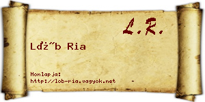 Löb Ria névjegykártya